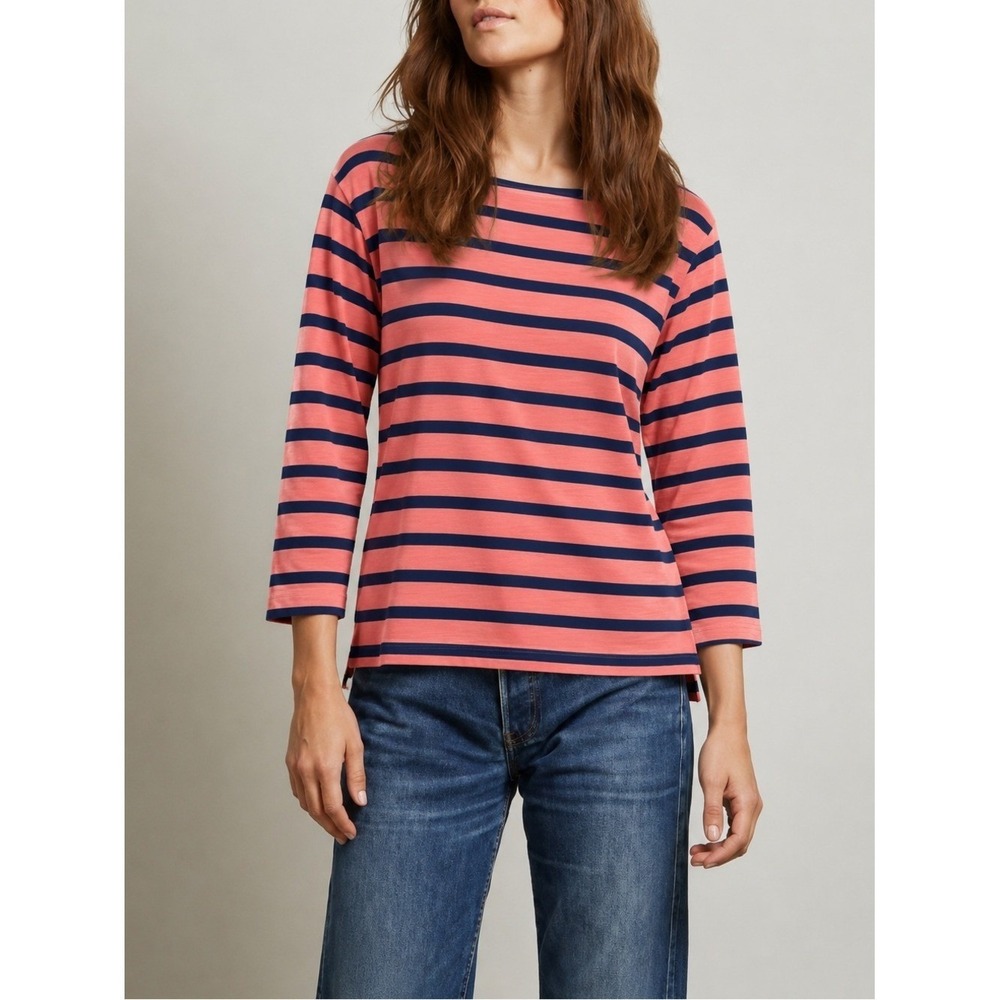 Old Navy Blue/Pink Relaxed Mariner Striped Boatneck Shirt